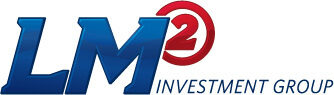Logo for LM2 Investment Group featuring bold blue "LM" with a red circled "2" above the "M" and "Investment Group" in gray text to the right.